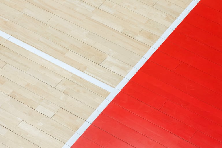 Sports hall floor with line markings