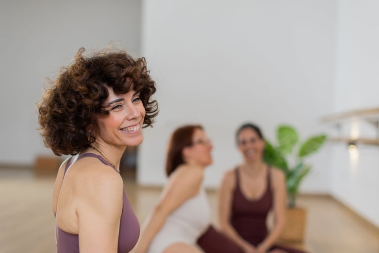 Yoga studio with wooden floor