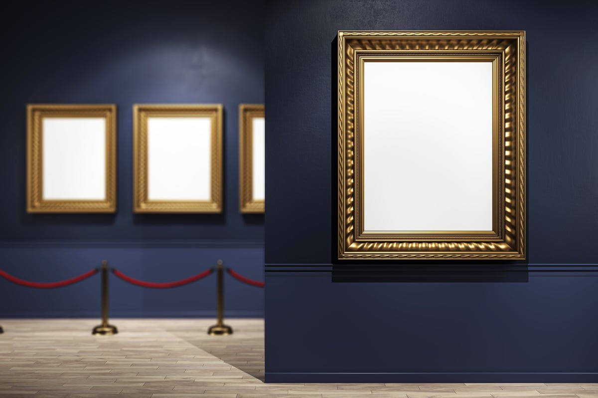 Elegant museum interior with wooden floor