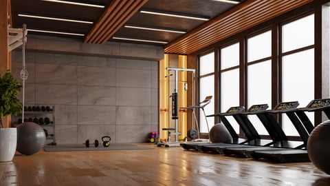 Gym with wooden floor