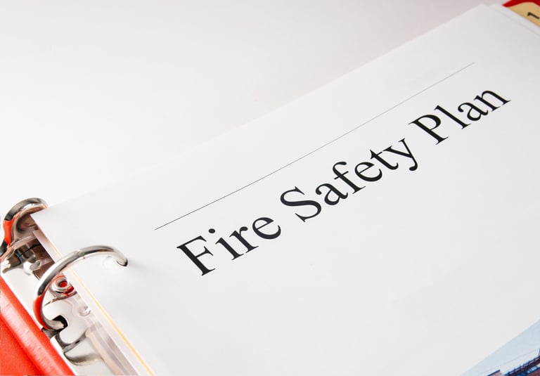Cover Page in binder with emergency instructions, equipment location and contacts. Required for residential and commercial buildings