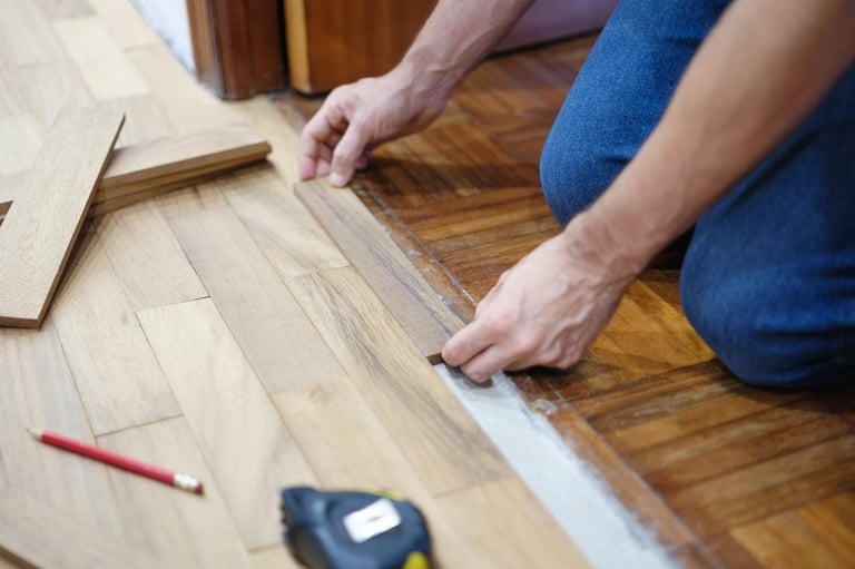 Installing hardwood parquet flooring